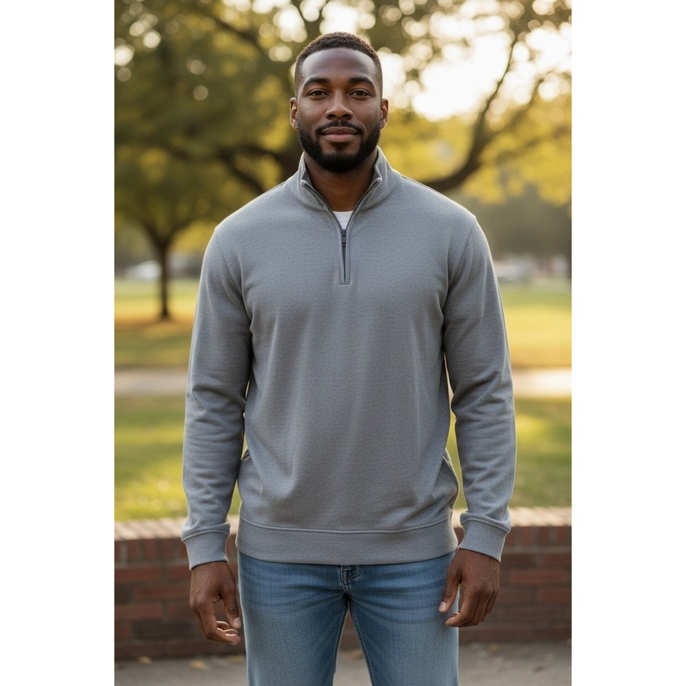 Weatherproof Vintage Mens XL Gray Quarter Zip Fleece Lined Pullover Sweater
